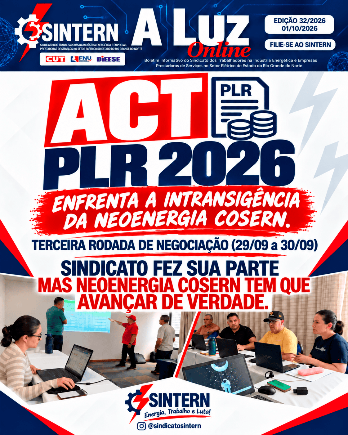 A Luz Online — Edição 32/2026: ACT PLR 2026 — sindicato fez sua parte, mas Neoenergia Cosern tem que avançar de verdade