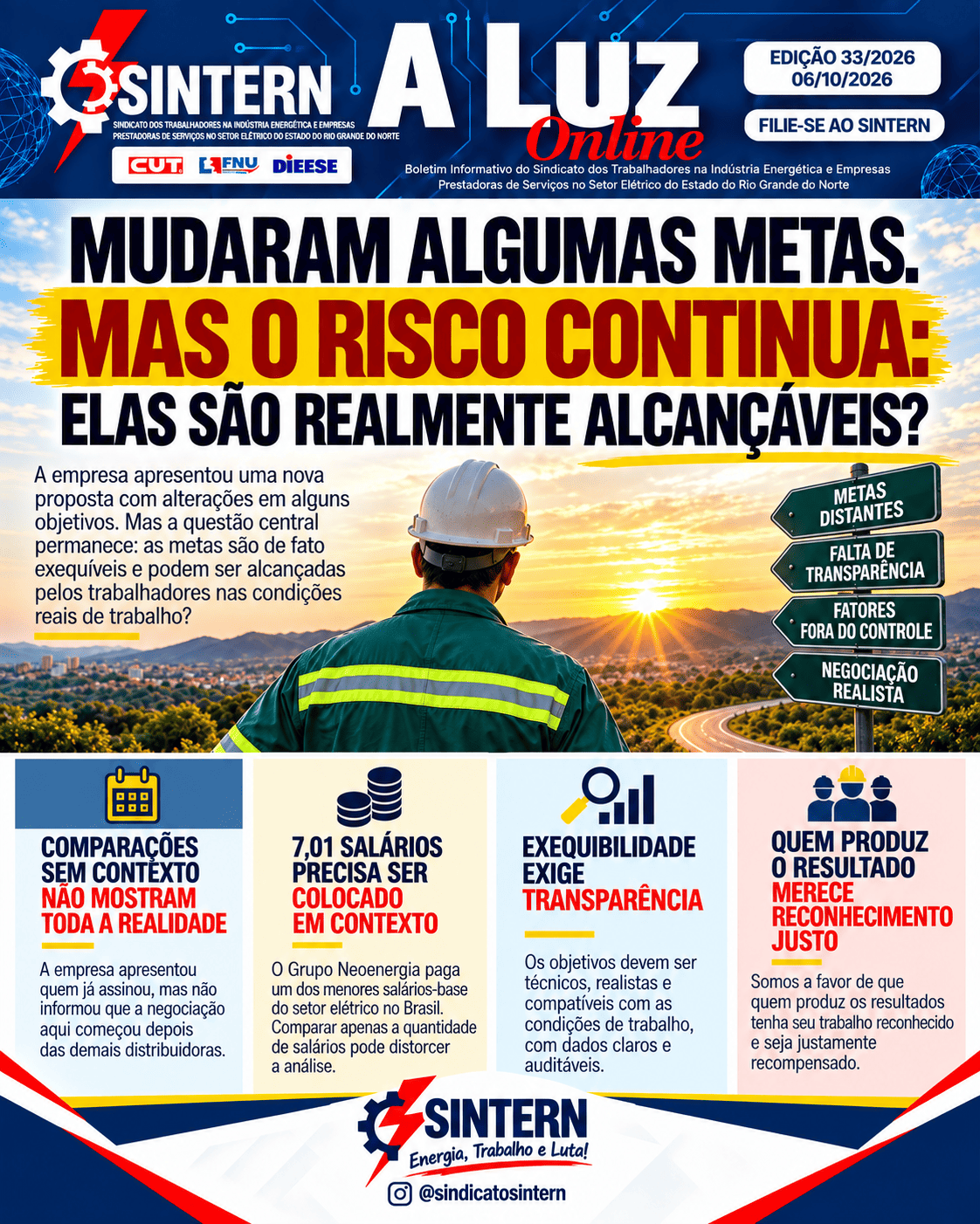 A Luz Online — Edição 33/2026: mudaram algumas metas, mas o risco continua — elas são realmente alcançáveis?